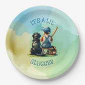 Assiettes En Carton Lil' Slugger | Baby shower de baseball (Devant)