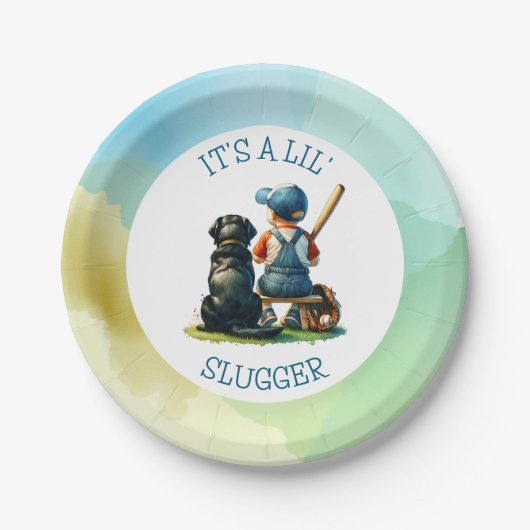 Assiettes En Carton Lil' Slugger | Baby shower de baseball (Devant)