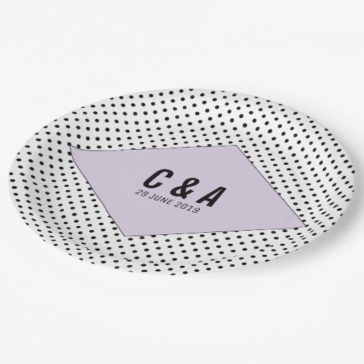 Assiettes En Carton Lilac Mariage Pois moderne (Angle)