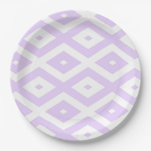 Assiettes En Carton Lilac motif de diamants violet et blanc