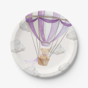 Assiettes En Carton Lilac Purple Teddy Bear Hot Air Balloon
