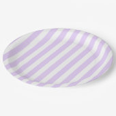 Assiettes En Carton Lilac violet et blanc bonbons rayures (Angle)