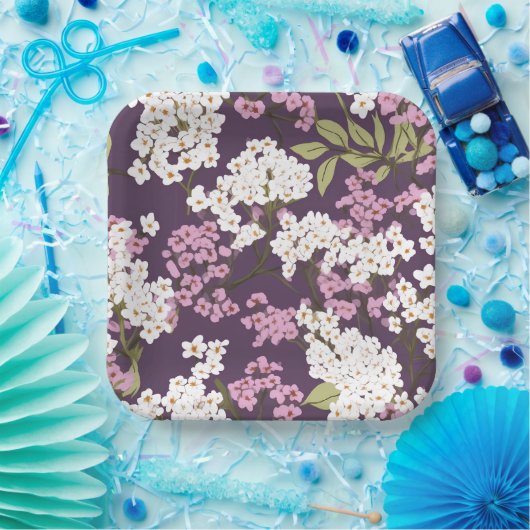 Assiettes En Carton Lilacs Sur Violet (Fête)