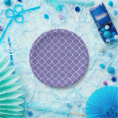 Assiettes En Carton Lilas pourpre et Quatrefoil blanc (Fête)