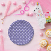 Assiettes En Carton Lilas pourpre et Quatrefoil blanc (Fête)