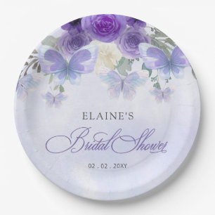 Assiettes En Carton Lilas Violet À Toute Épreuve Papillons Mariage