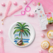 Assiettes En Carton L'île tropicale des Cocotiers (Fête)
