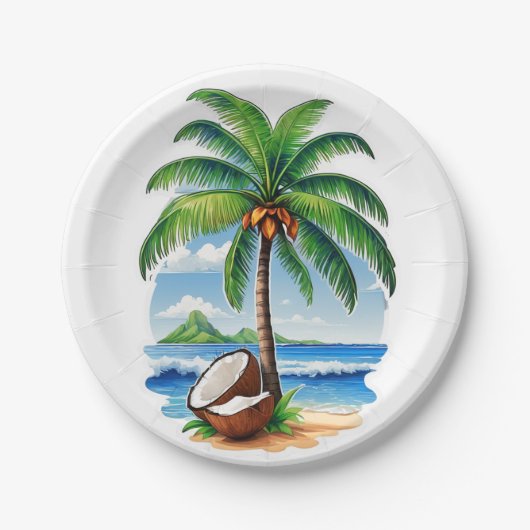 Assiettes En Carton L'île tropicale des Cocotiers (Devant)