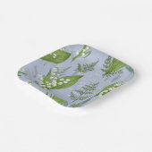 Assiettes En Carton Lily de Vallée avec des fougères || Bleu Clair (Angulaire)