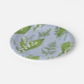 Assiettes En Carton Lily de Vallée avec des fougères || Bleu Clair (Angle)