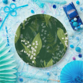 Assiettes En Carton Lily de Vallée avec des fougères || Vert Foncé (Fête)