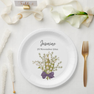 Assiettes En Carton Lily Of The Valley Bouquet avec Bow pourpre