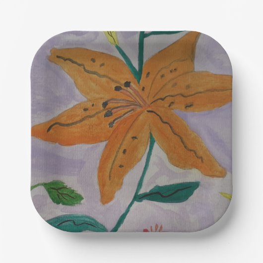 Assiettes En Carton Lily orange (Recto)