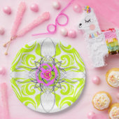 Assiettes En Carton Lime et plaque Rose (Fête)