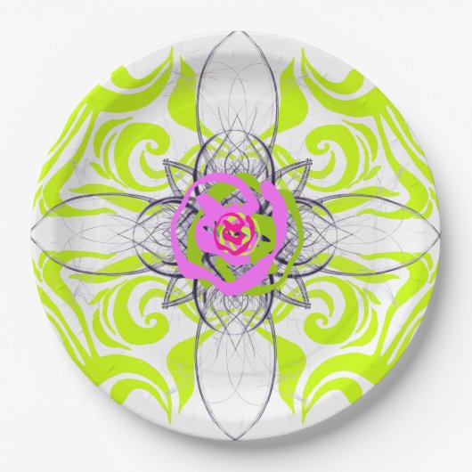 Assiettes En Carton Lime et plaque Rose (Devant)