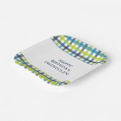 Assiettes En Carton Lime Green, Navy et bleu turquoise Plaid (Angulaire)