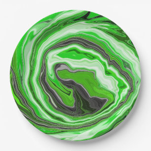 Assiettes En Carton Lime vert et marbre noir comme des flûtes Fluid Ar