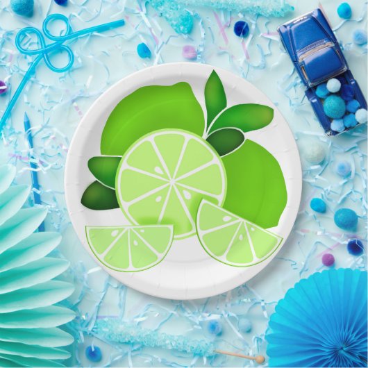 Assiettes En Carton Limites | tranches de chaux | motif d'agrumes enso (Fête)