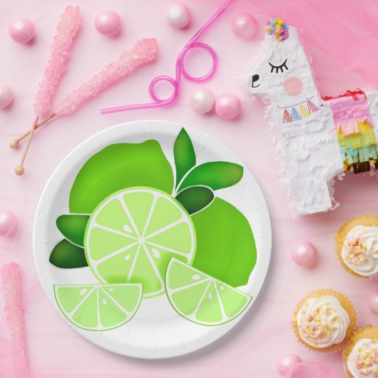 Assiettes En Carton Limites | tranches de chaux | motif d'agrumes enso (Fête)