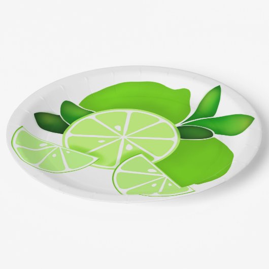 Assiettes En Carton Limites | tranches de chaux | motif d'agrumes enso (Angle)