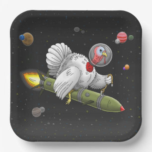 Assiettes En Carton L'incroyable voyage spatial de la dinde Rocket