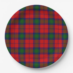 Assiettes En Carton Lindsay tartan rouge vert plaid