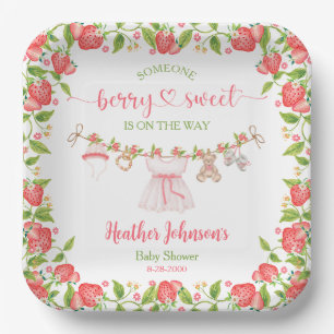Assiettes En Carton Linge de bébé sucré aux fraises pour Baby Shower