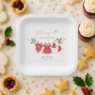 Assiettes En Carton Linge de Noël Merry Little Baby Shower