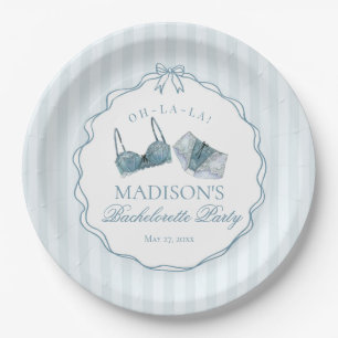 Assiettes En Carton Lingerie Bleue pour Enterrement de Vie de Jeune Fi