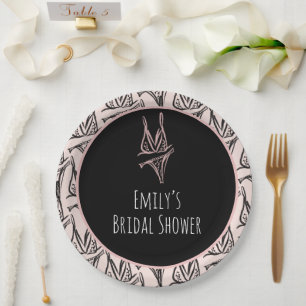 Assiettes En Carton Lingerie de fête de douche de mariage motif rose  