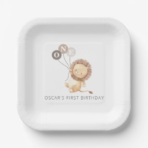 Assiettes En Carton Lion avec 3 ballons Brown