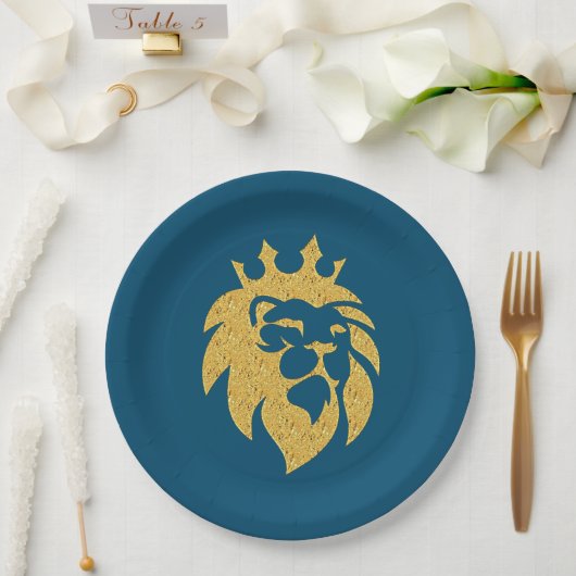 Assiettes En Carton Lion Avec Couronne - Style Or 1 (Mariage)