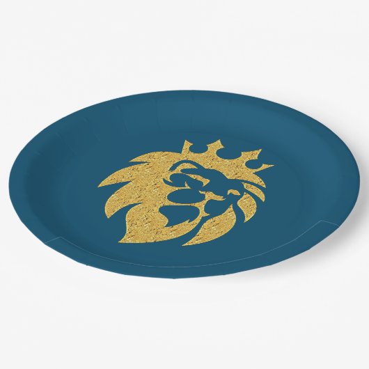 Assiettes En Carton Lion Avec Couronne - Style Or 1 (Angle)