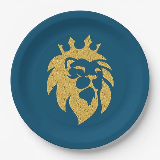 Assiettes En Carton Lion Avec Couronne - Style Or 1 (Devant)
