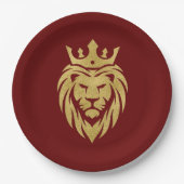 Assiettes En Carton Lion Avec Couronne - Style Or 3 (Devant)