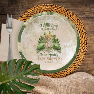 Assiettes En Carton Lion Cub Un Petit Roi Est En Chemin Baby shower