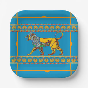 Assiettes En Carton Lion de Babylone plaque de papier