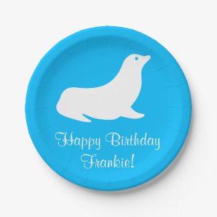 Assiettes En Carton Lion de mer turquoise d'anniversaire 4Frankie (Nom