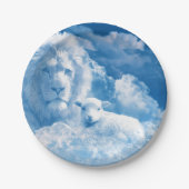 Assiettes En Carton Lion et agneau dans les nuages (Devant)