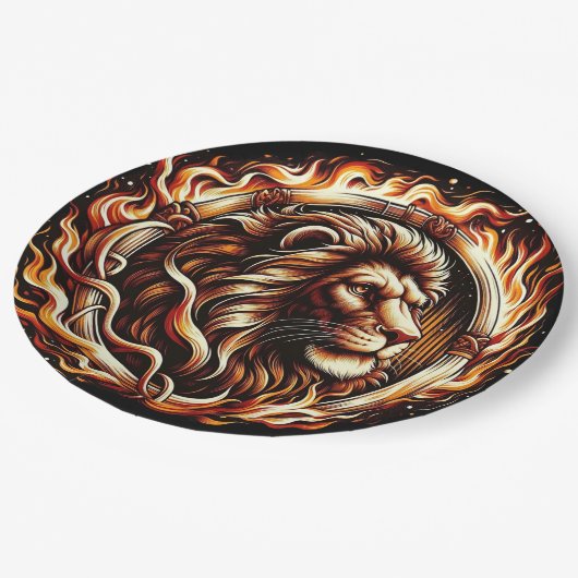 Assiettes En Carton Lion flamboyant en anneau d'astrologie des flammes (Angle)
