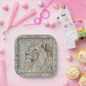 Assiettes En Carton Lion Portrait Mosaic Art (Fête)