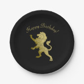 Assiettes En Carton Lion royal d'or noir (Devant)