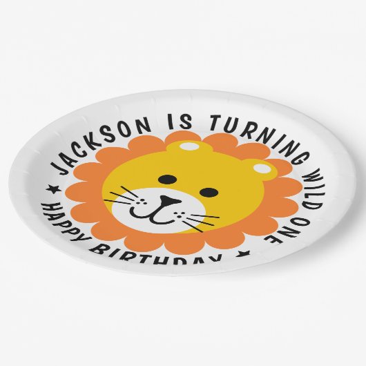 Assiettes En Carton Lion Wild One Jungle Safari Anniversaire de enfant (Angle)