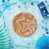 Assiettes En Carton Liquide Swirl Retro Vibe orange et rose croustilla (Fête)