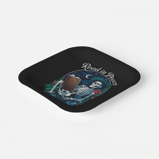 Assiettes En Carton Lire dans Peace Skeleton Lecture Livre Lover Booki (Angulaire)