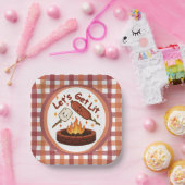 Assiettes En Carton Lit Firepit - mignon Marshmallow & Hot Dog (Fête)