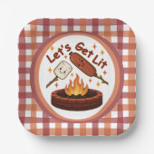 Assiettes En Carton Lit Firepit - mignon Marshmallow & Hot Dog (Recto)