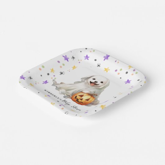 Assiettes En Carton Little Boo Cute Halloween Baby shower d'aquarelle (Angulaire)