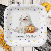 Assiettes En Carton Little Boo Cute Halloween Baby shower d'aquarelle