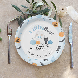 Assiettes En Carton Little Boo est presque dû baby shower bleu